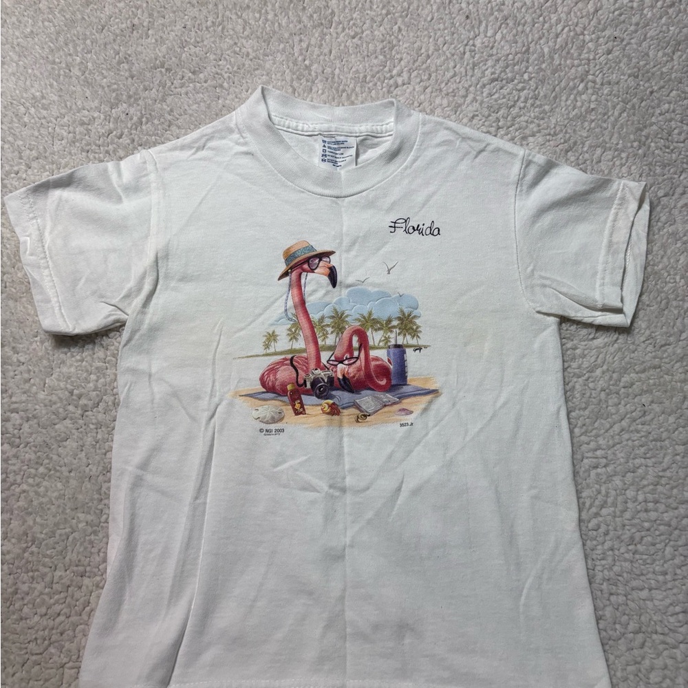 Kids White Florida Flamingo Graphic Tee